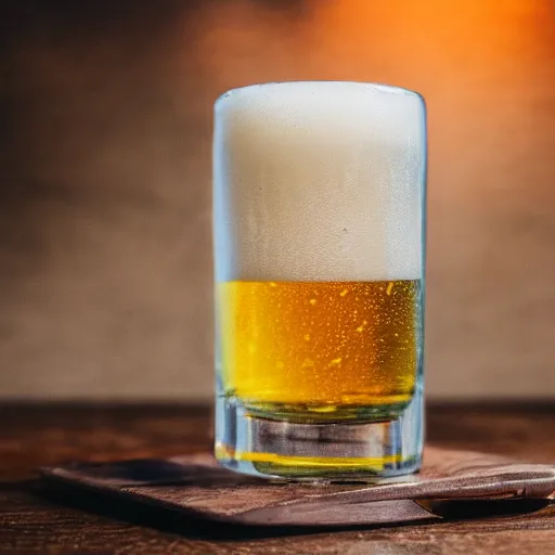 Prompt: a glass of beer over flowing