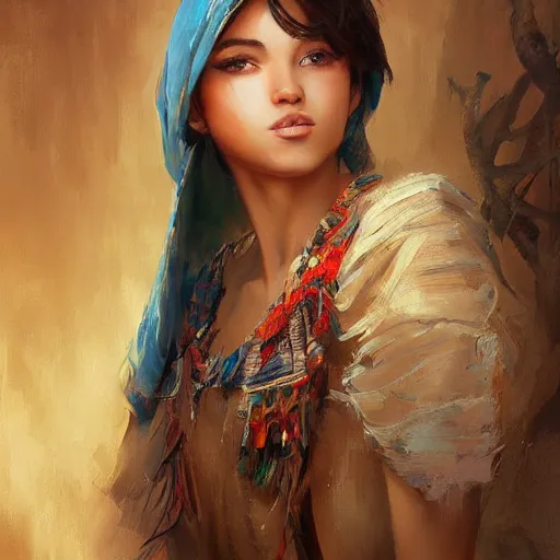 Prompt: a beautiful portrait painting of life in north africa, masterpiece by famous artist nasreddine dinet and ross tran and eugene de blaas, artstation