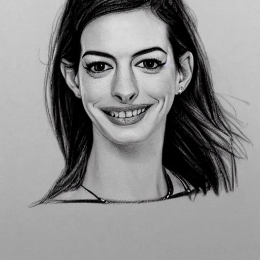 Image similar to a pencil sketch of anne hathaway