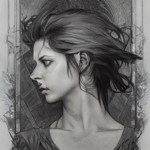 Prompt: beautiful lifelike award winning pencil illustration of alcina dimitrescu resident evil trending on art station artgerm greg rutkowski alphonse mucha museum quality cinematic atmospheric