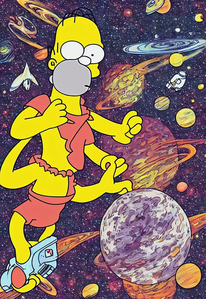 Prompt: Homer Simpson breaking the fabric of space, digital art