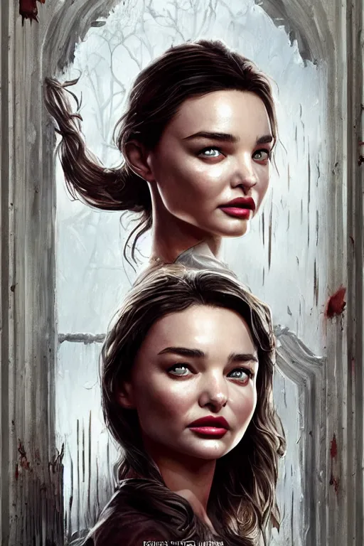 Image similar to movie poster of miranda kerr staring in a 1980 horror movie, haunted house themed, by artgerm and greg rutkowski