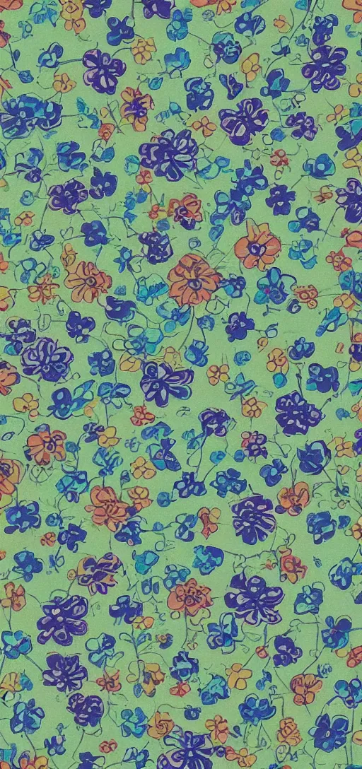 Prompt: 1 9 6 0 s pattern, colorized, wallpaper