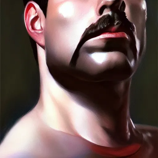 Prompt: of an ultradetailed beautiful portrait panting of freddie mercury, front view, oil painting, by ilya kuvshinov, greg rutkowski and makoto shinkai