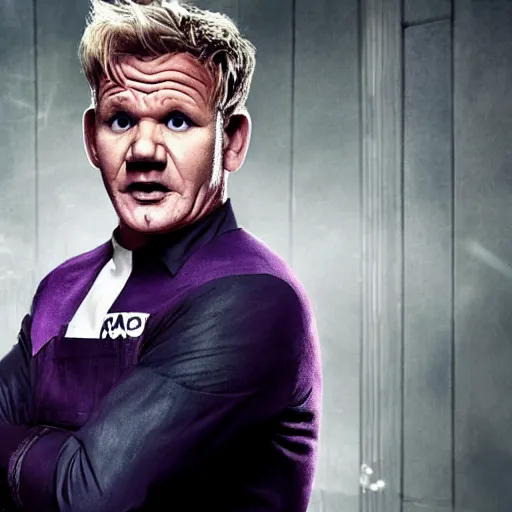 Prompt: Gordon Ramsay plays the Joker in the new Batman movie