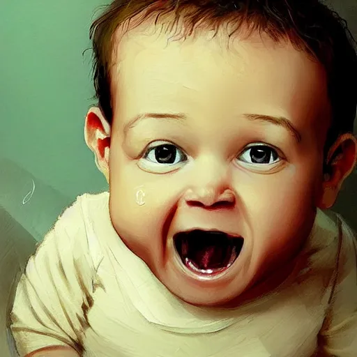 Prompt: cute baby zuckerberg troll.painting by greg rutkowski.