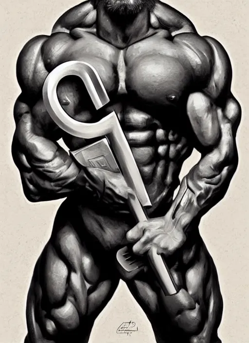 Image similar to gigachad luigi holding a metal wrench by ilya kuvshinov, bodybuilder ernest khalimov, super mario bros symmetrical face concept art, hyper realistic, intricate, elegent, highly detailed, digital painting, concept art, smooth, sharp, focus, illustration, art by artgerm and greg rutkowski and alphonse mucha, artstation