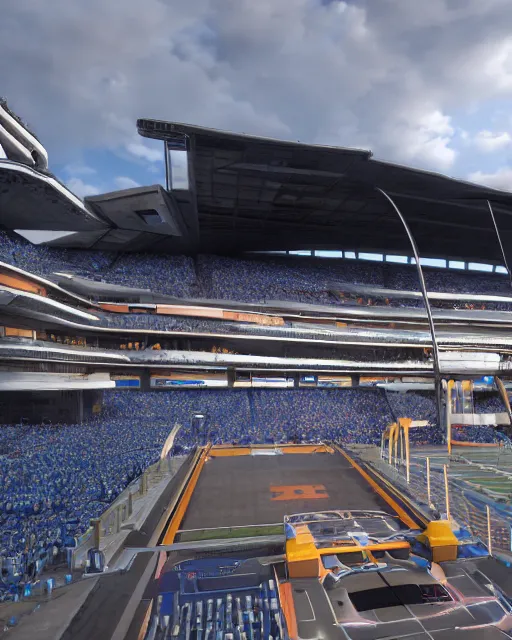 Prompt: establishing shot, a futuristic stadium with a giant gundam, unreal engine, hyper realism, realistic shading, cinematic composition, realistic render, octane render, detailed textures, photorealistic, ultrawide shot, 3 5 mm film