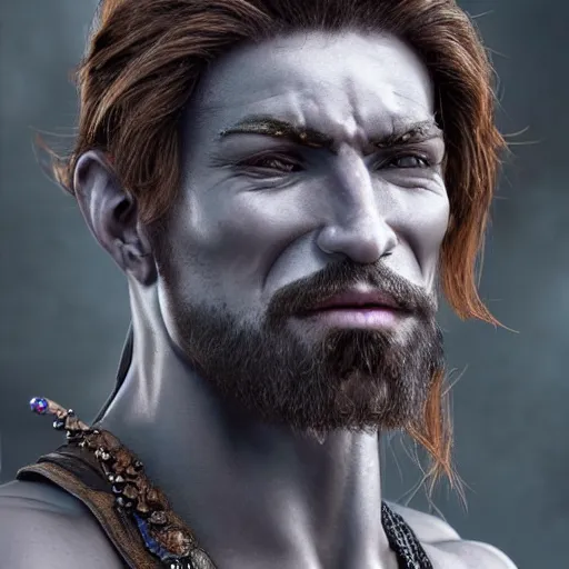Prompt: a muscular genie, highly detailed, epic, fantasy, highly detailed face, full body, digital art, 8 k, photo realistic, futuristic