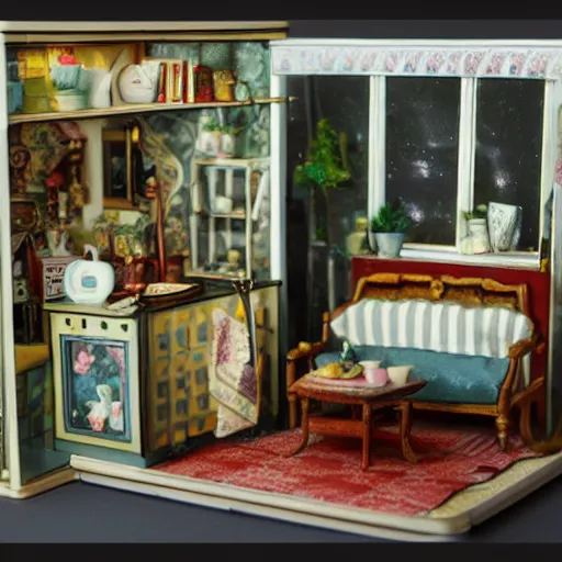 Image similar to photo of miniature doll house diorama