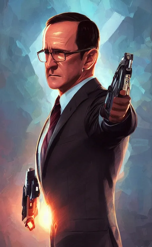 Prompt: Phil Coulson, highly detailed, digital painting, artstation, facing camera, concept art, smooth, sharp focus, illustration, art by artgerm and alphonse mucha, high definition digital art, dramatic lighting, in the style of ilya kuvshinov and Ross tran