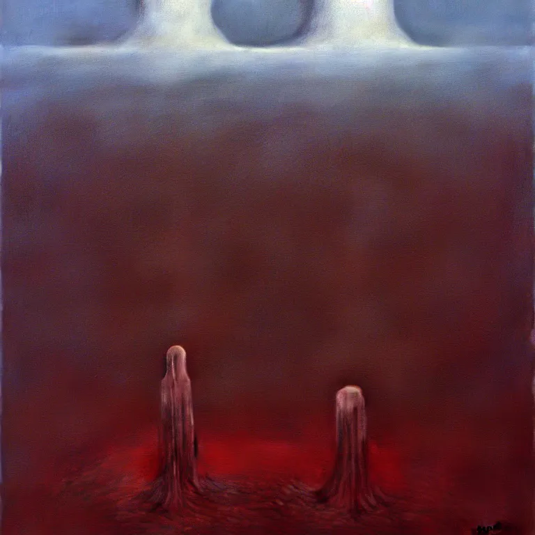 Prompt: nothingness, by zdzisław beksinski, surreal, oil on canvas, hyper detailed, vivid