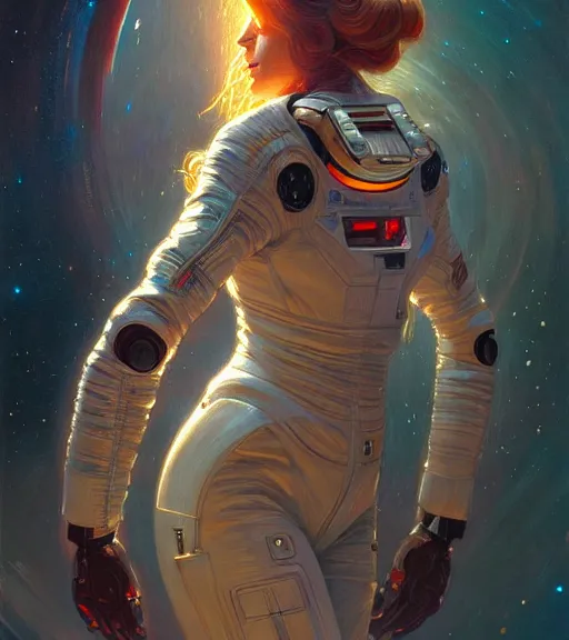 Prompt: psychoslayer, woman astronaut, intricate abstract. being entered by machine, portrait, highly detailed, deep focus, elegant, illuminated, elegant, highly detailed, digital painting, artstation, concept art, smooth, sharp focus, illustration, art by artgerm and greg rutkowski and alphonse mucha