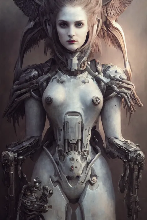 Prompt: Portrait of beautiful pale warhammer 40000 goth girl with mechanical wings, dark fantasy, digital illustration, intricate, highly detailed, smooth, artstation, painted by Wayne Barlowe and Greg Rutkowski and zdislav beksinski and Ruan Jia and Mandy Jurgens and Artgerm and william-adolphe bouguereau