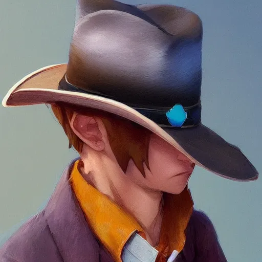 Image similar to a cowboy cat with a cowboy hat, Russian blue cat. By Makoto Shinkai, Stanley Artgerm Lau, WLOP, Rossdraws, James Jean, Andrei Riabovitchev, Marc Simonetti, krenz cushart, Sakimichan, trending on ArtStation, digital art.