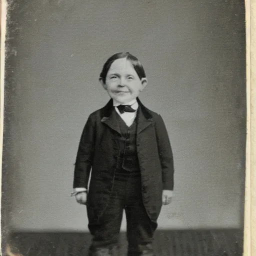 Prompt: old photo from the 1800s, evil smiling child