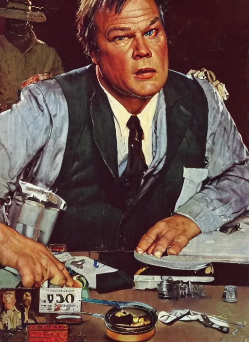 Image similar to painting of joe don baker in mitchell ( 1 9 7 5 ) by norman rockwell, detailed