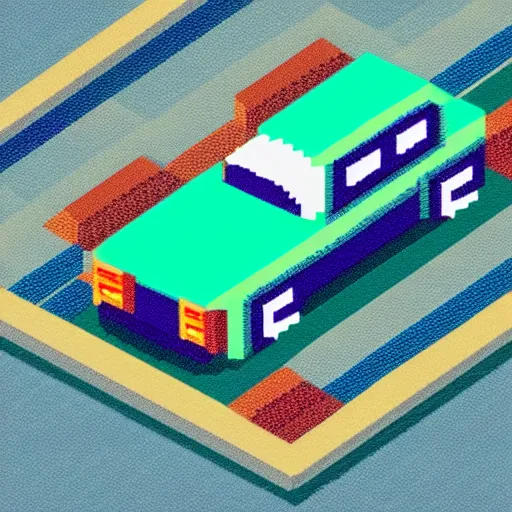 Image similar to pixel art isometric drawing, car, detailed