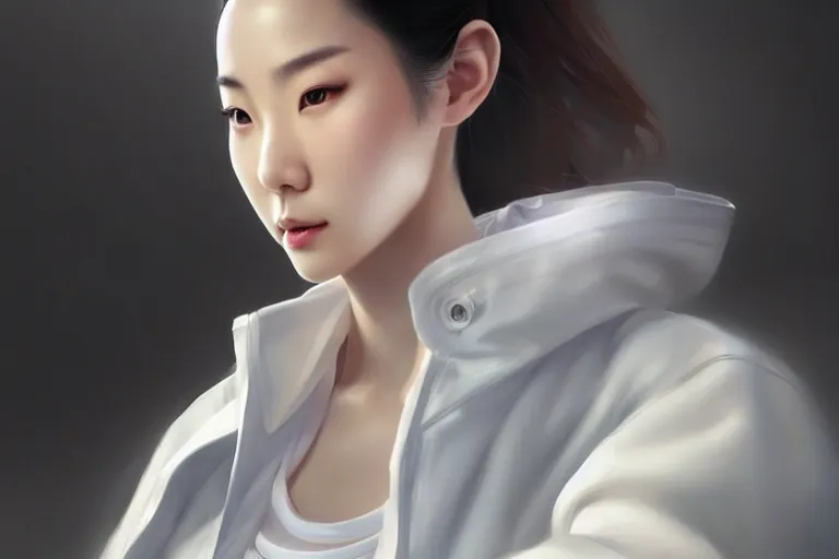 Image similar to a elegant and beautiful chinese female doctor in a white coat in a clinic, cinematic, highly detailed, digital painting, artstation, concept art, matte, sharp focus, illustration, art by artgerm and greg rutkowski