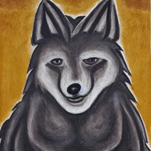 Image similar to retarded wolf, expressionism
