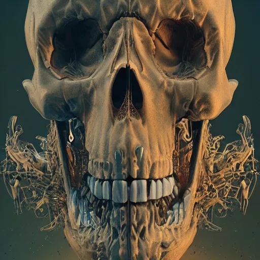 Image similar to portrait_of_a_melting_skull._intricate_abstract._intricate_artwork._by_Tooth_Wu_wlop_beeple_dan_mumford._octane_render_trending_on_artstat