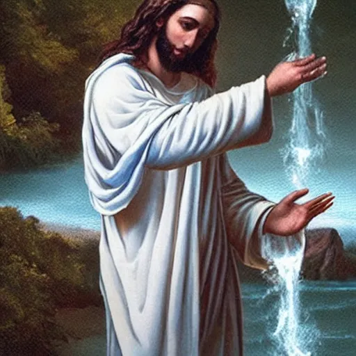 Prompt: Jesus turning water into lean