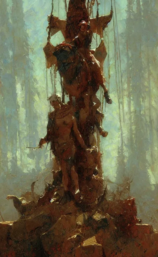 Prompt: Herobrine Totem,painting by Gaston Bussiere, Craig Mullins