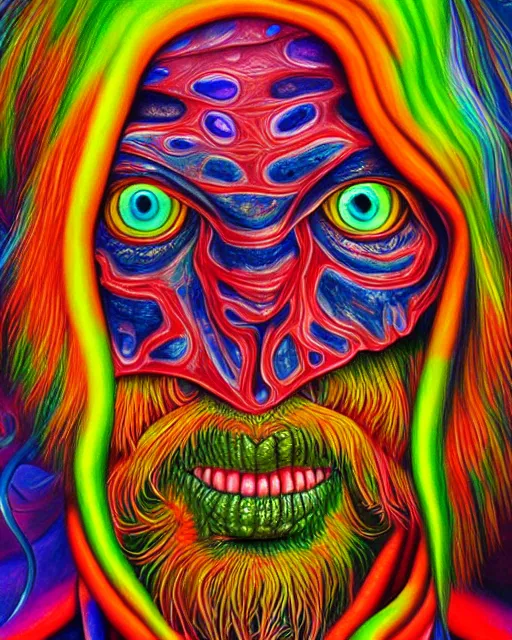 Prompt: a realistic detailed portrait painting of a monster, psychedelic