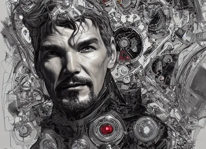 Image similar to a highly detailed futuristic portrait of stephen strange, james gurney, james jean