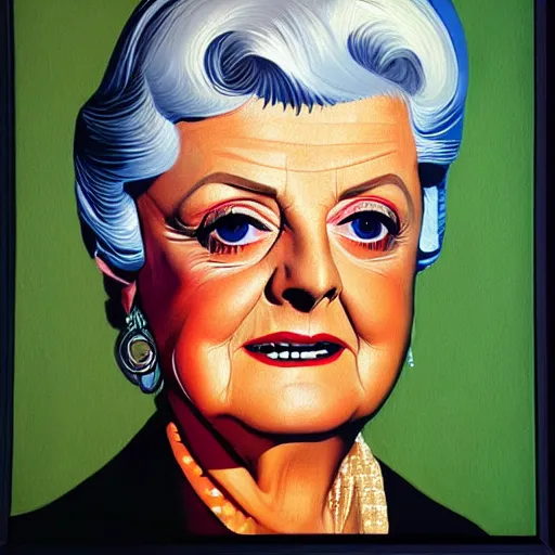 Prompt: very detailed portrait of dame angela lansbury, painted by victor vasarely