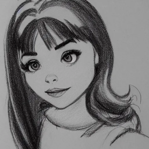 Image similar to milt kahl pencil sketch of chloe grace moretz as disney snow white