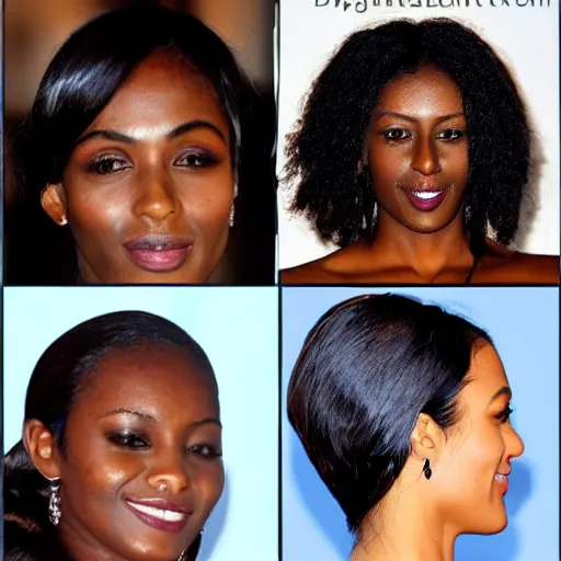 Image similar to feminine looking, darker skin by one tone, attractive neck, dimples