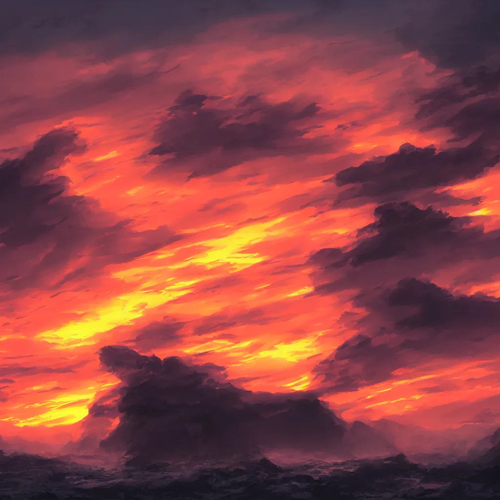 Image similar to a beautiful and dramatic sunset infected by night, trending on artstation