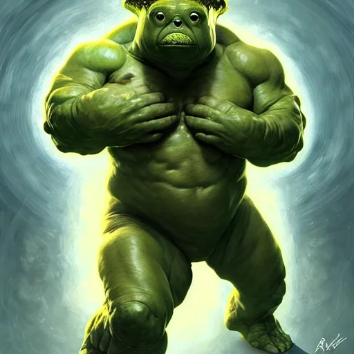 Prompt: portrait of a tardigrade as a flight hulk, intricate elegant, highly detailed, digital painting, artstation, concept art, smooth, sharp focus, illustration, art by ( artgerm ) and greg rutkowski! and ( alphonse mucha ), heavily influenced by frank frazetta and boris vallejo, sword and sorcery