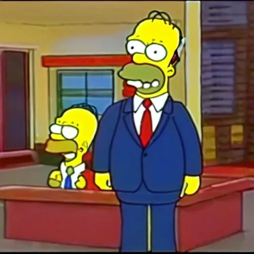 Prompt: a still of a public acess tv show of a man poorly dressed like homer simpson