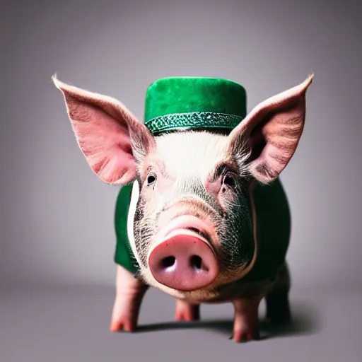 Image similar to an award winning portrait photo of a pig wearing a sombrero