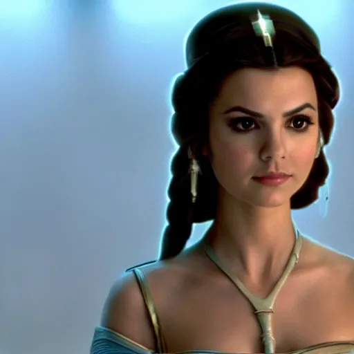 Image similar to victoria justice as princess padme in star wars episode 3, 8k resolution, full HD, cinematic lighting, award winning, anatomically correct