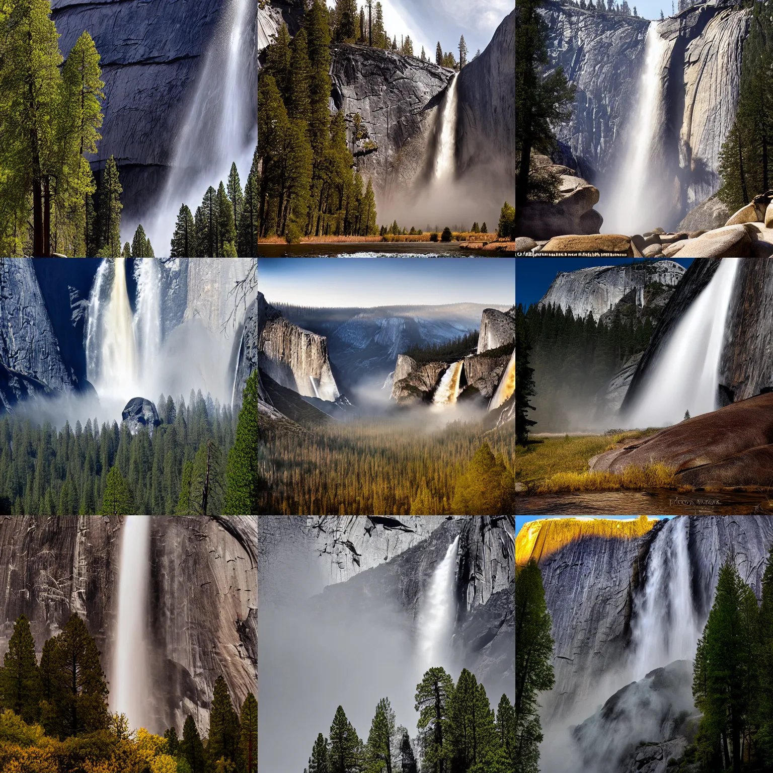 Prompt: an award - winning professional photograph of a waterfall in yosemite national park