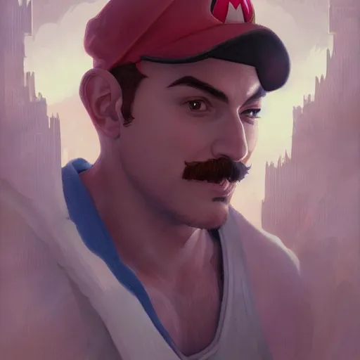 Image similar to man super mario, highly detailed, digital painting, artstation, illustration, art by artgerm and greg rutkowski and alphonse mucha