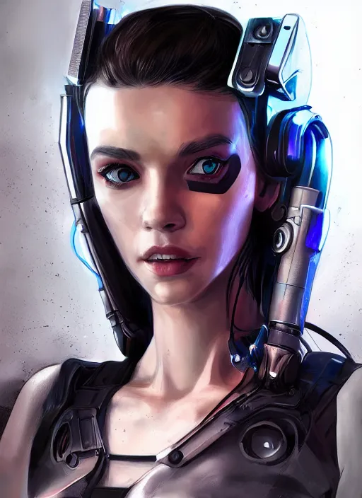 Prompt: portrait of (cyberpunk+500) girl with a (biomechanic+100) (crest+50), illutration by Artgerm, highly detailed, trending on artstation