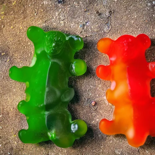 Image similar to geographic photos of wild gummy bears, award winning photography, 4 k