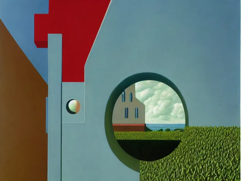 Prompt: keyhole, painting by rene magritte, high detail, high resolution