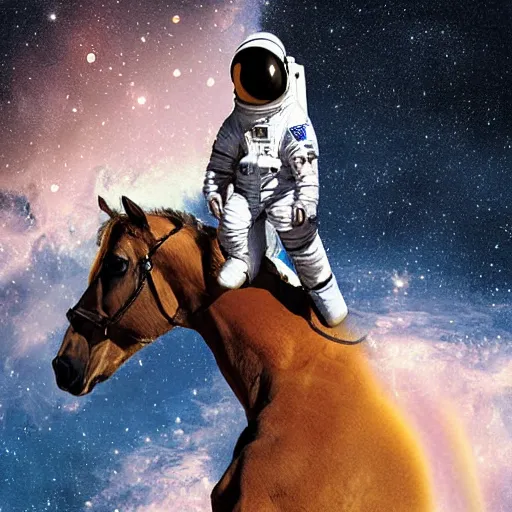 Prompt: digital art, astronaut riding a horse in space