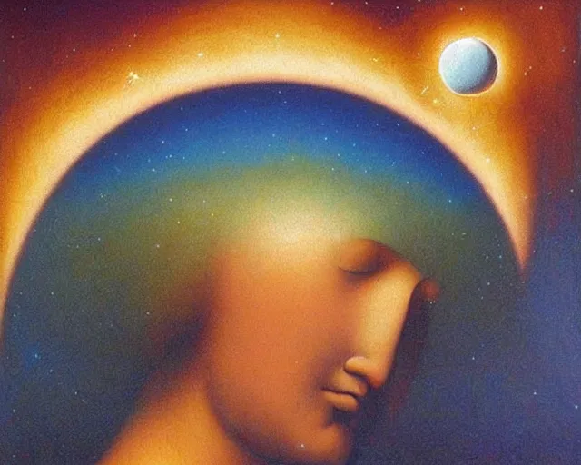 Image similar to universe a cosmology quest a mental state of ideas, a closeup simple vector pop surrealism, by ( leonardo da vinci ) and rafal olbinski