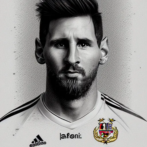 Prompt: a well designed portrait of Messi , detailed, realistic, sketch style, Greg Rutkowski, 8K resolution.