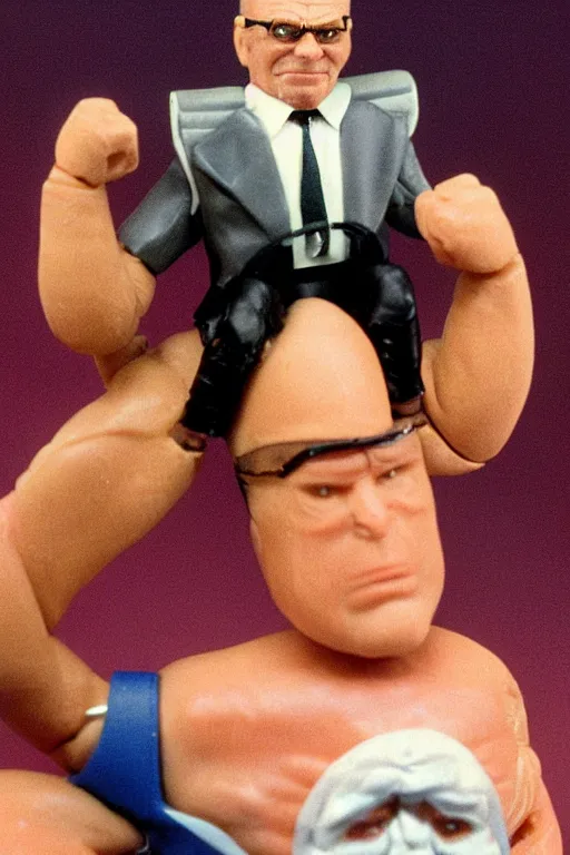 Image similar to rupert murdoch as a 1 9 8 0 s wrestling action figure