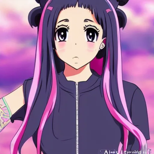 Prompt: ariana grande as an anime girl