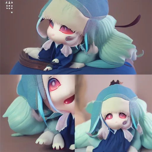 Prompt: cute fumo plush of a girl from the kingdom of the sky, vray, floating island