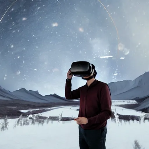 Prompt: Man playing VR after the end of the world