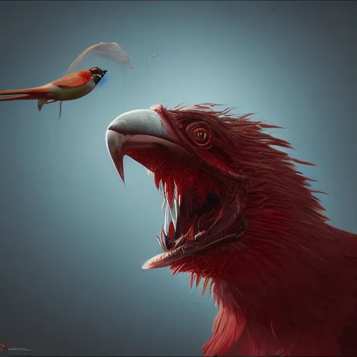 Image similar to A bird with the thirst for blood, hyperdetailed, artstation, cgsociety, 8k